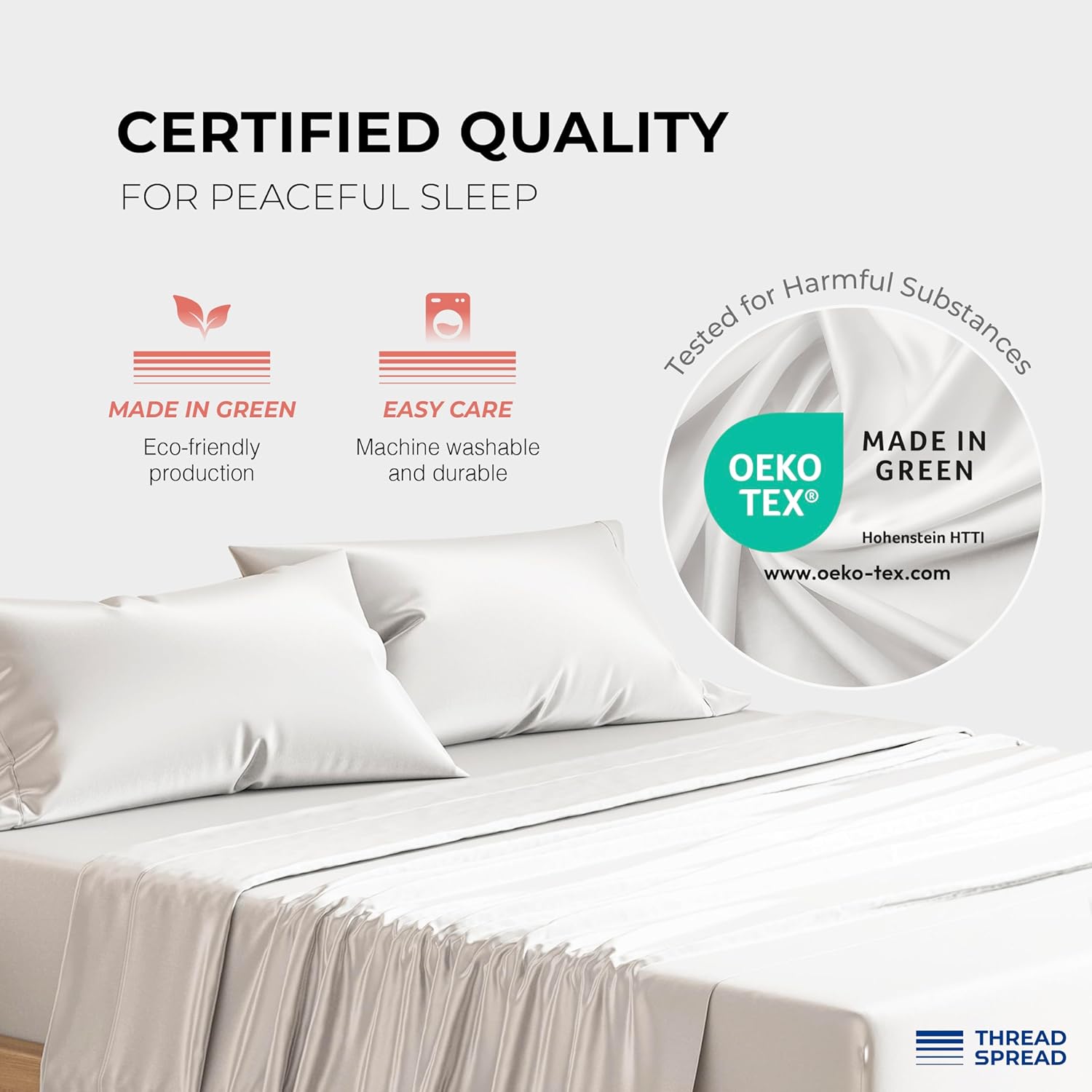 THREAD SPREAD 100% Egyptian Cotton Sheets California King Size - 1200 Thread Count Cal King Size Sheets Set, 4 PC Luxury Bedsheet (White), Soft, Cooling, 17" Deep Pocket Sateen Weave Bedsheet Set