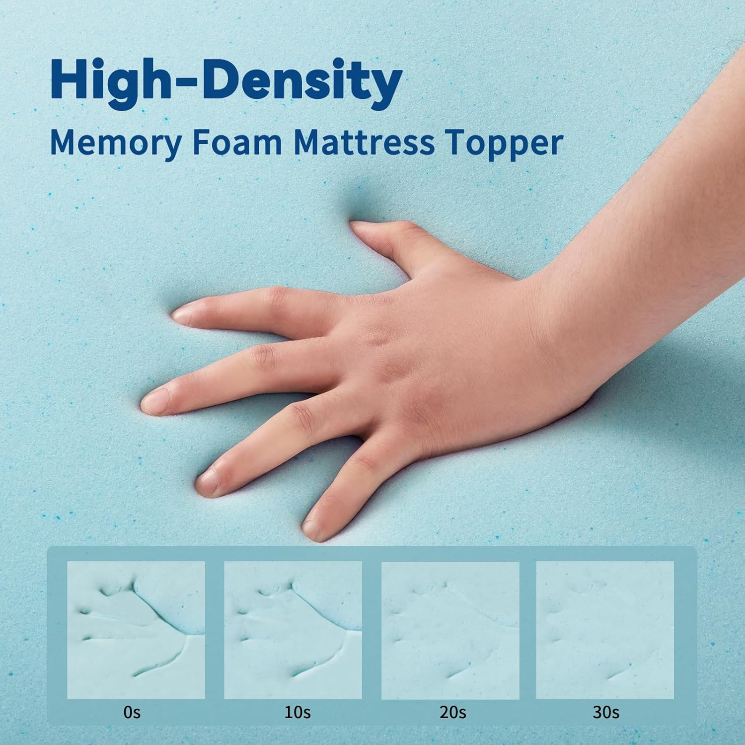 3 Inch Gel Memory Foam Mattress Topper Queen, Cooling Mattress Topper with Removable & Washable Bamboo Cover, CertiPUR-US Certified