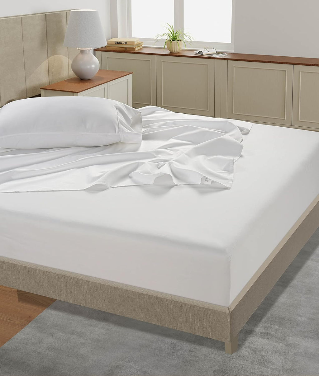 LANE LINEN Queen Sheet Set - 450 Thread Count Premium Soft Long Staple 100% Cotton Sheets, Hotel Luxury Sateen Silky Finish, Snug Fit 15" Deep Pocket, Low Pill, Machine Washable - White Sheets