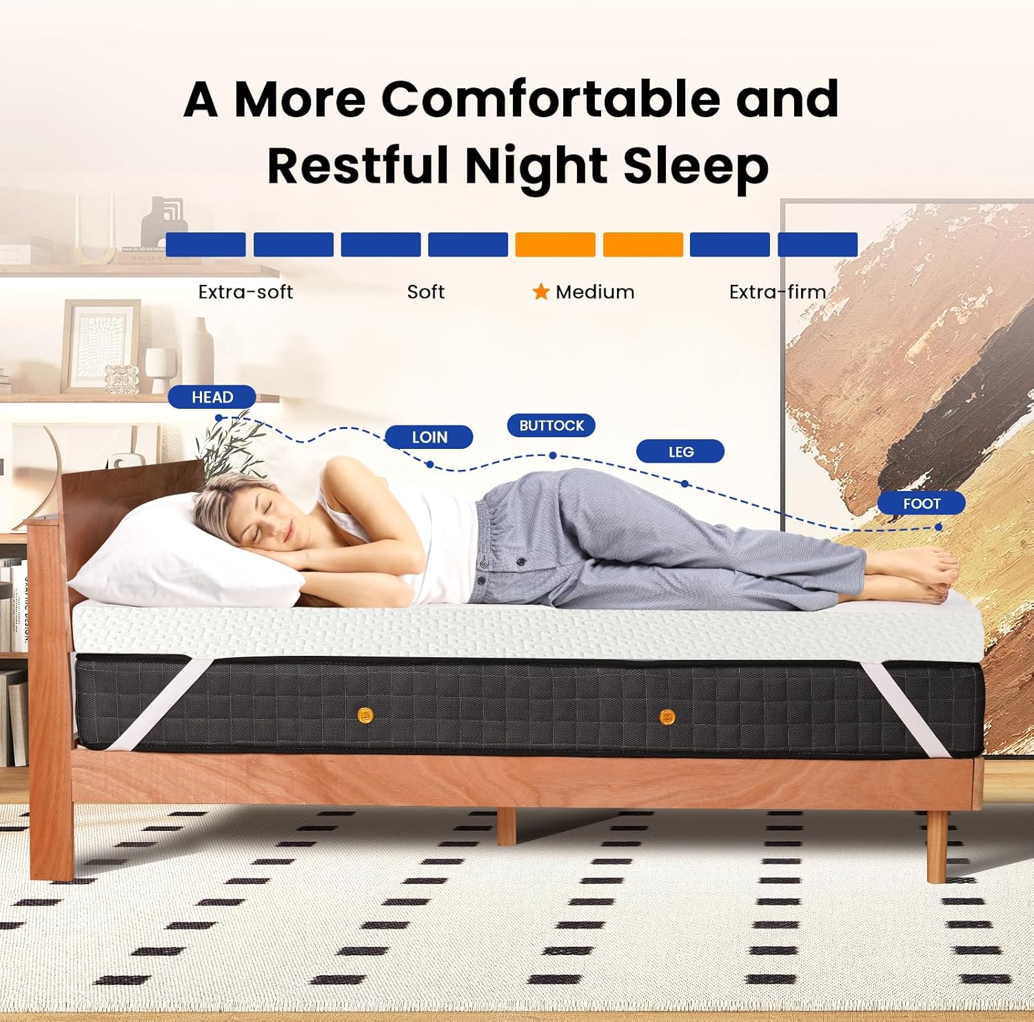 3 Inch Gel Memory Foam Mattress Topper Queen, Cooling Mattress Topper with Removable & Washable Bamboo Cover, CertiPUR-US Certified